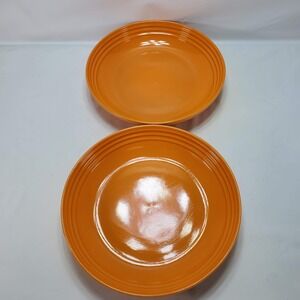 Set of 2 Le Creuset Salad Plates Shallow bowl 8 1/2" Diameter Orange